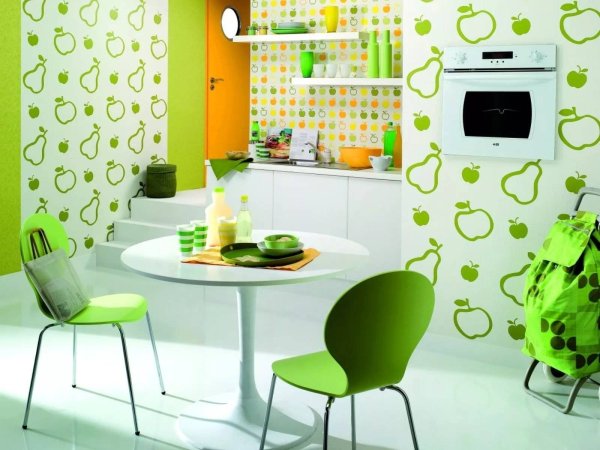 Эстетически привлекательные зеленые обои для создания уютного интерьера на кухне (42 фото)