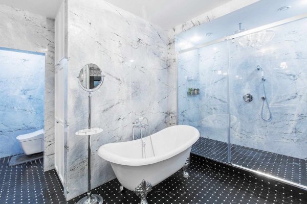 Эстетика шпицбергенской плитки воплощается в интерьере ванной комнаты (43 фото)